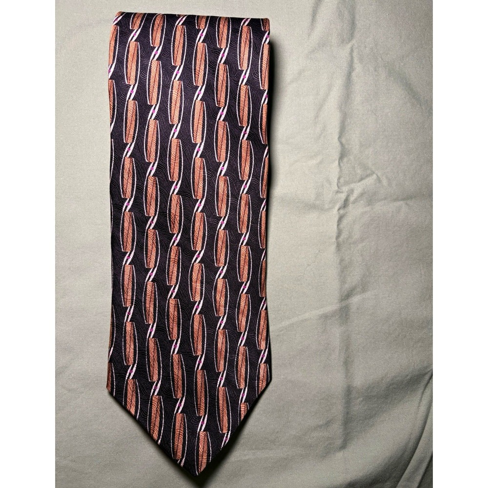 Machado 100% Silk Woven Geometric Pointed Men's Tie Black Brown Purple White